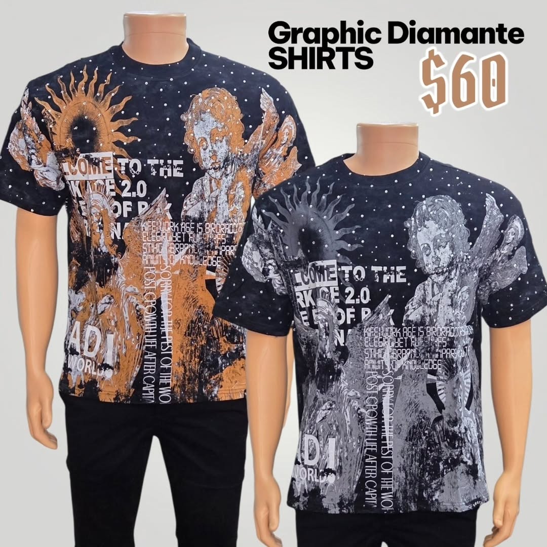 Graphic Diamante Shirts – $60 at Fusionz Male Outlet