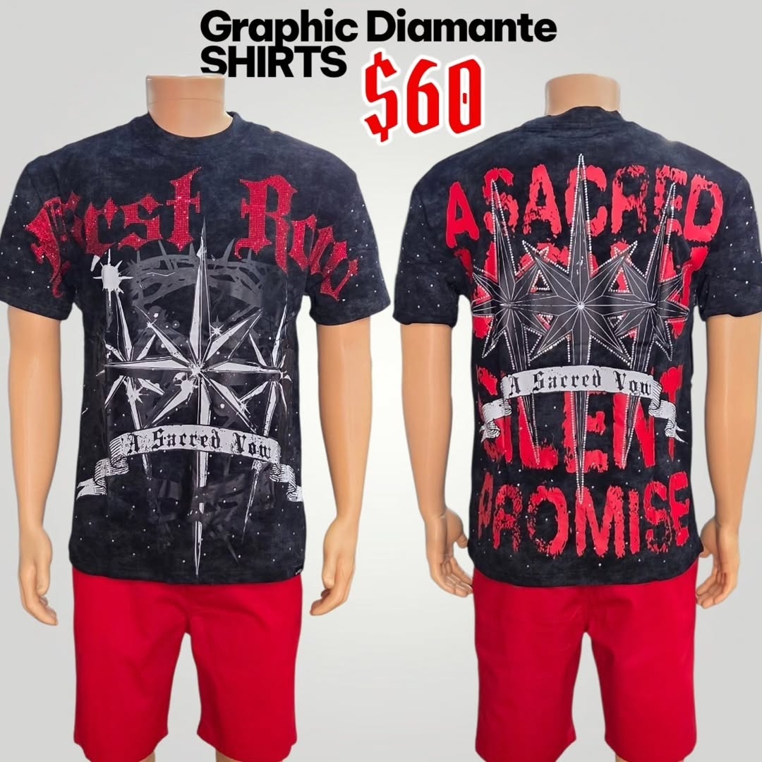 Graphic Diamante Shirts – $60 at Fusionz Male Outlet