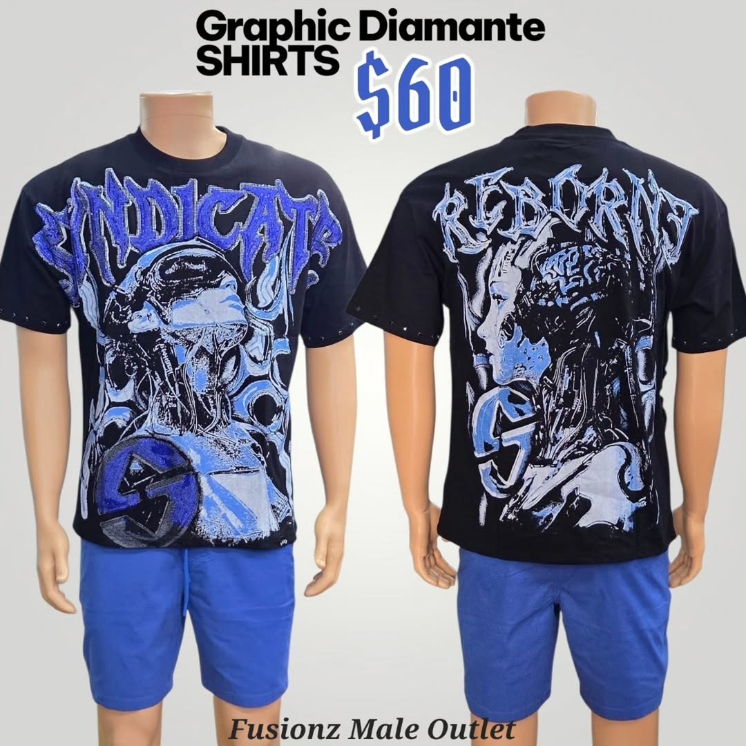 Graphic Diamante Shirts – $60 at Fusionz Male Outlet