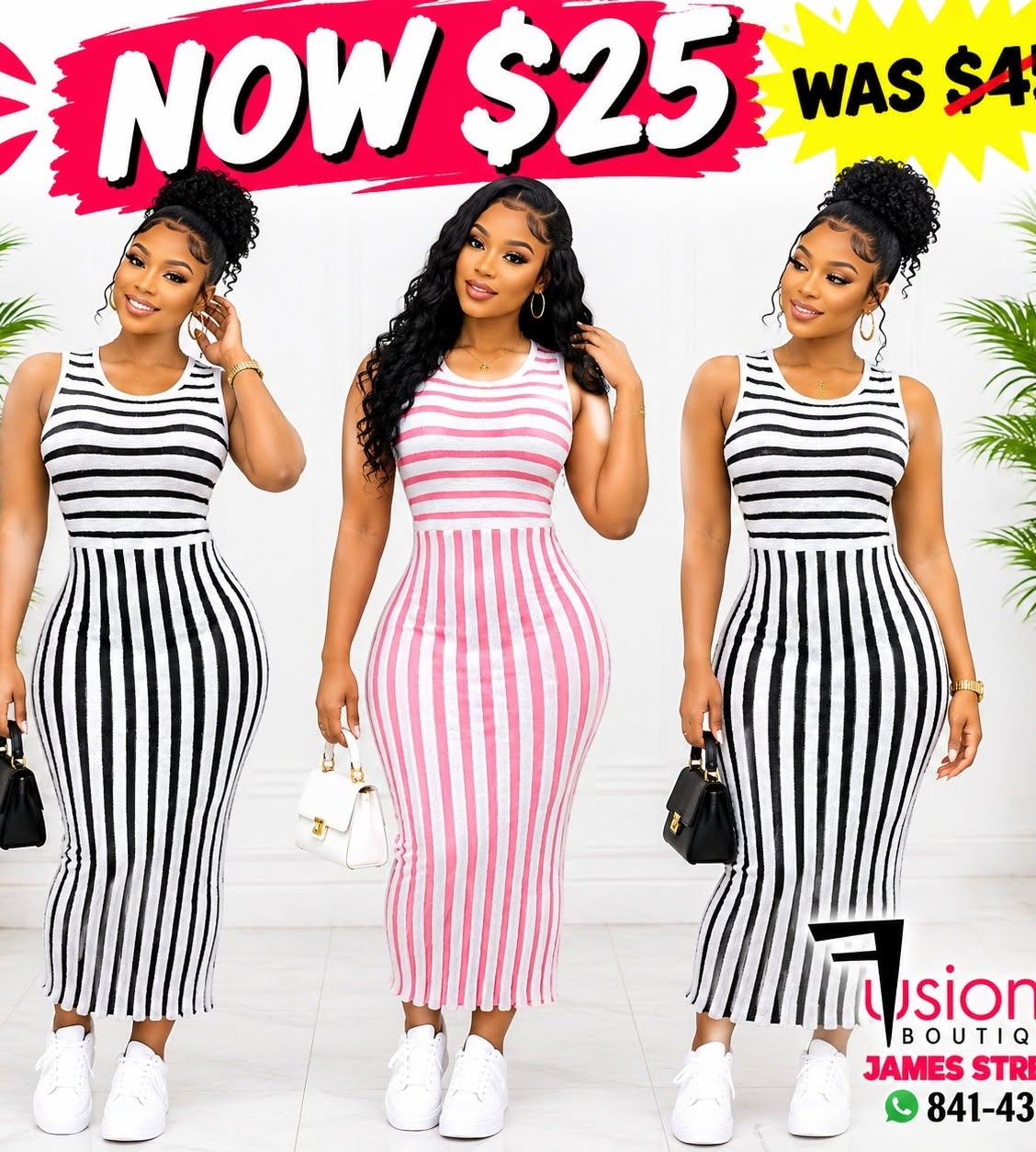 Sale at Fusionz Boutique – Striped Dresses Now $25 (Was $45+)