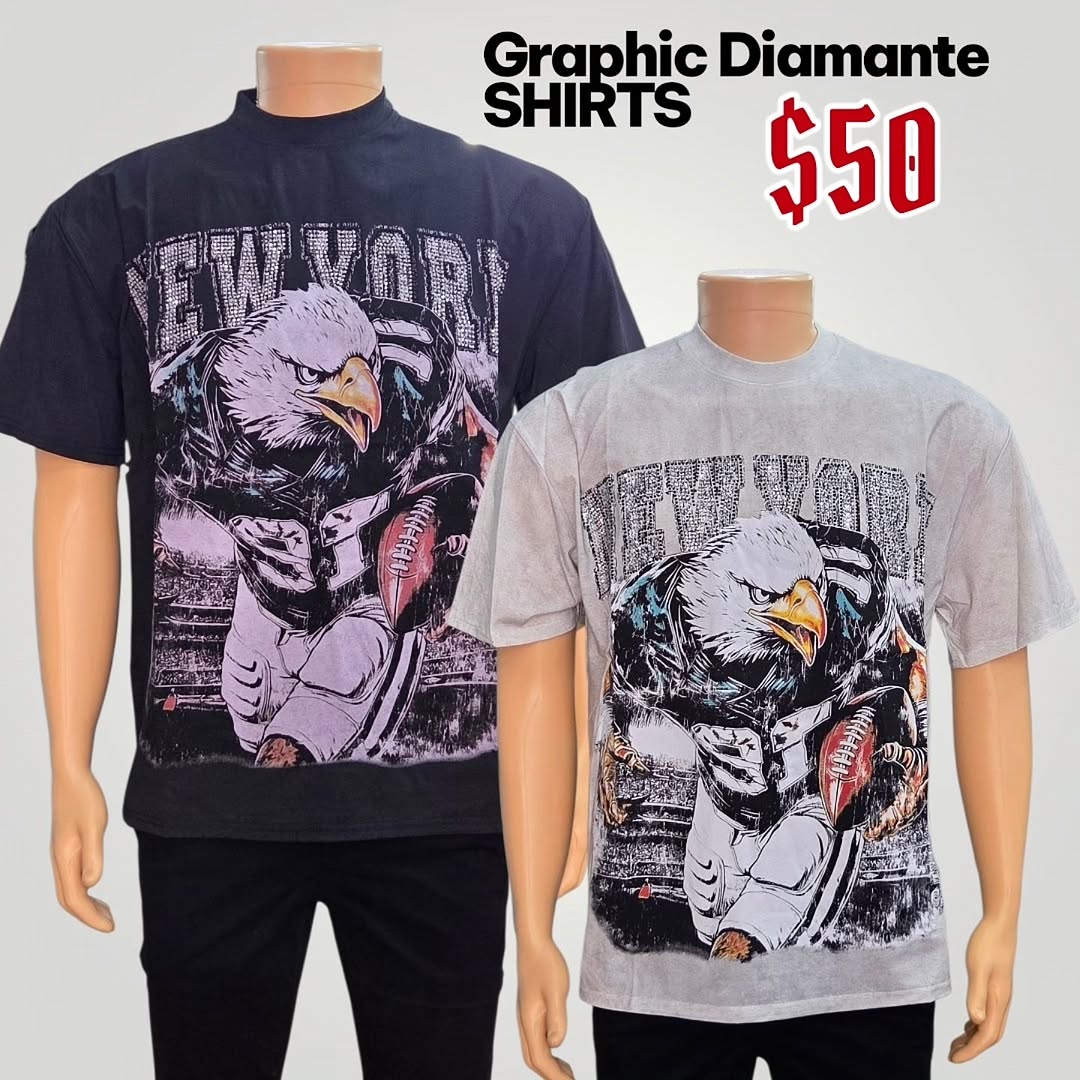 Graphic Diamante Shirts for Men – $50 Each