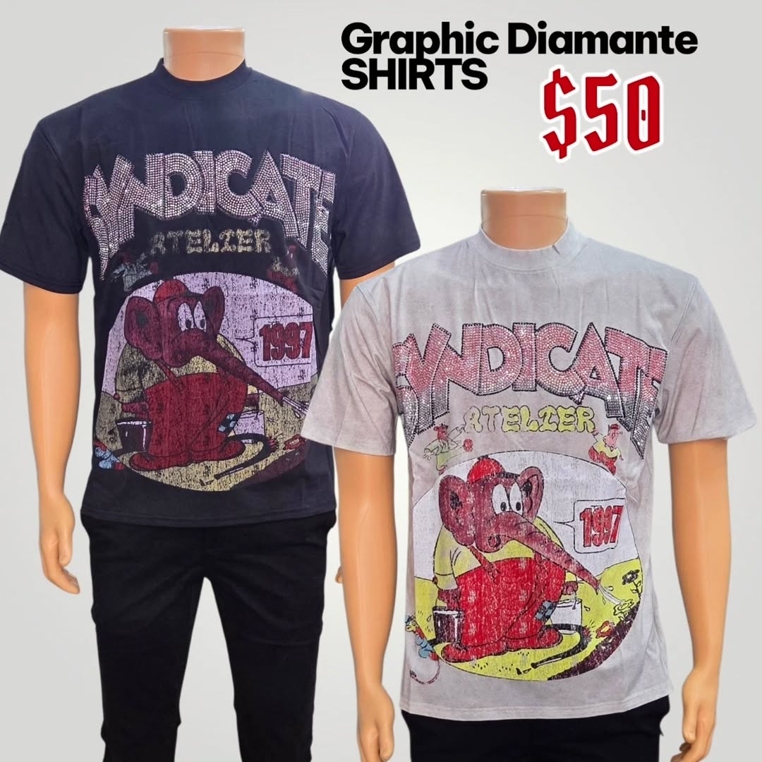 Graphic Diamante Shirts for Men – $50 Each