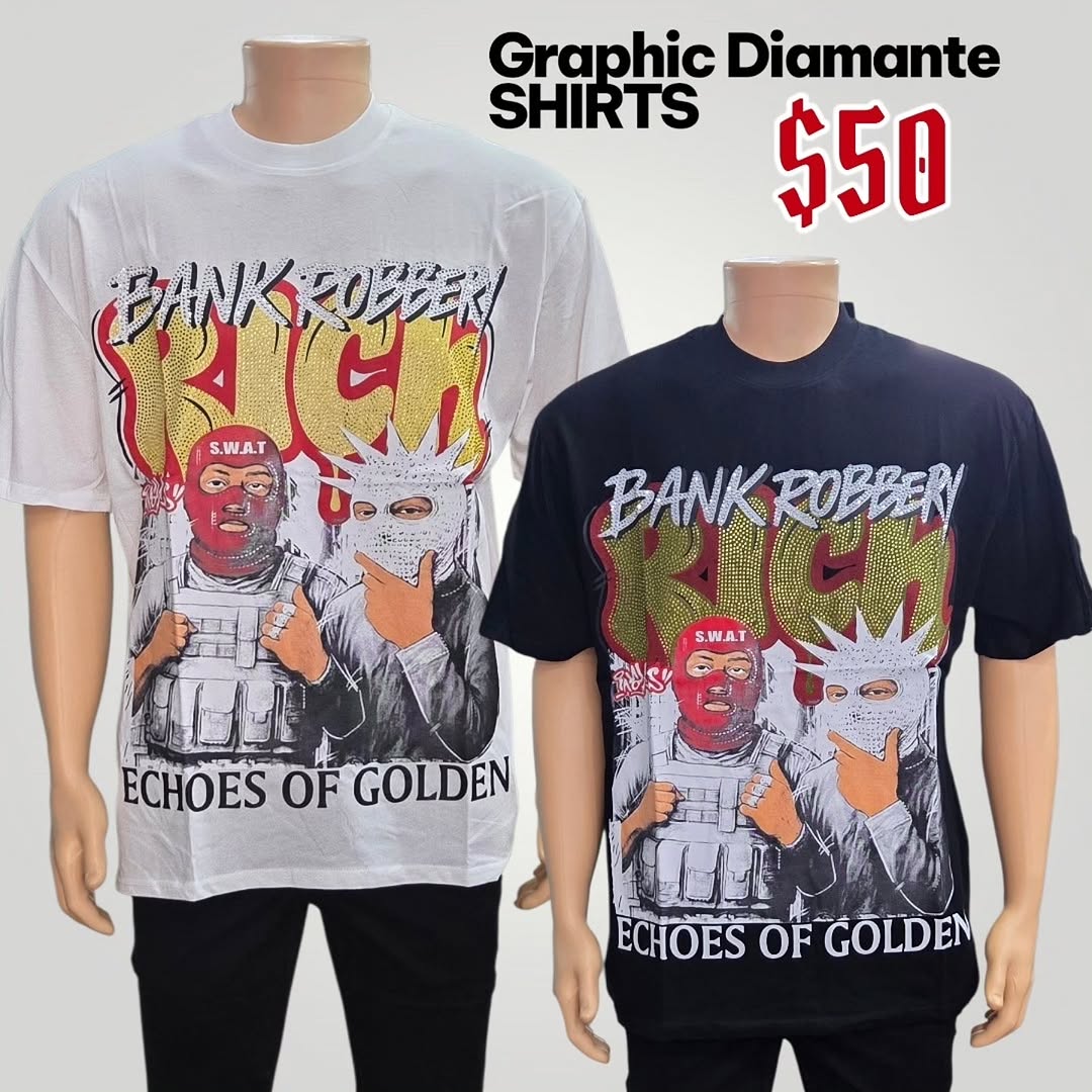 Graphic Diamante Shirts for Men – $50 Each