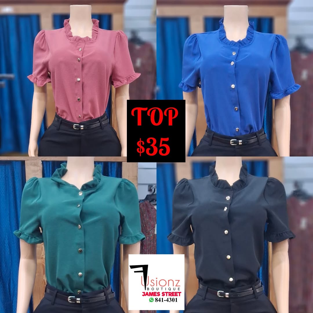 Ruffled Tops Available for $35 at Fusionz Boutique