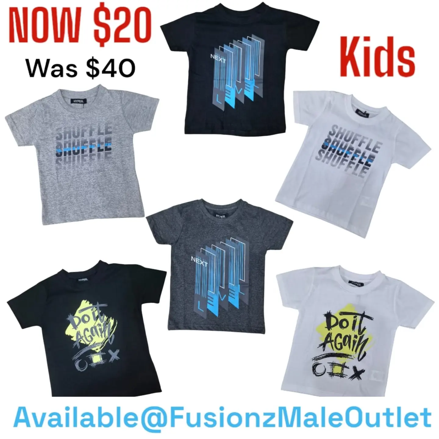 Kids T-Shirts Sale at Fusionz Male Outlet — From $20 (Was $40)
