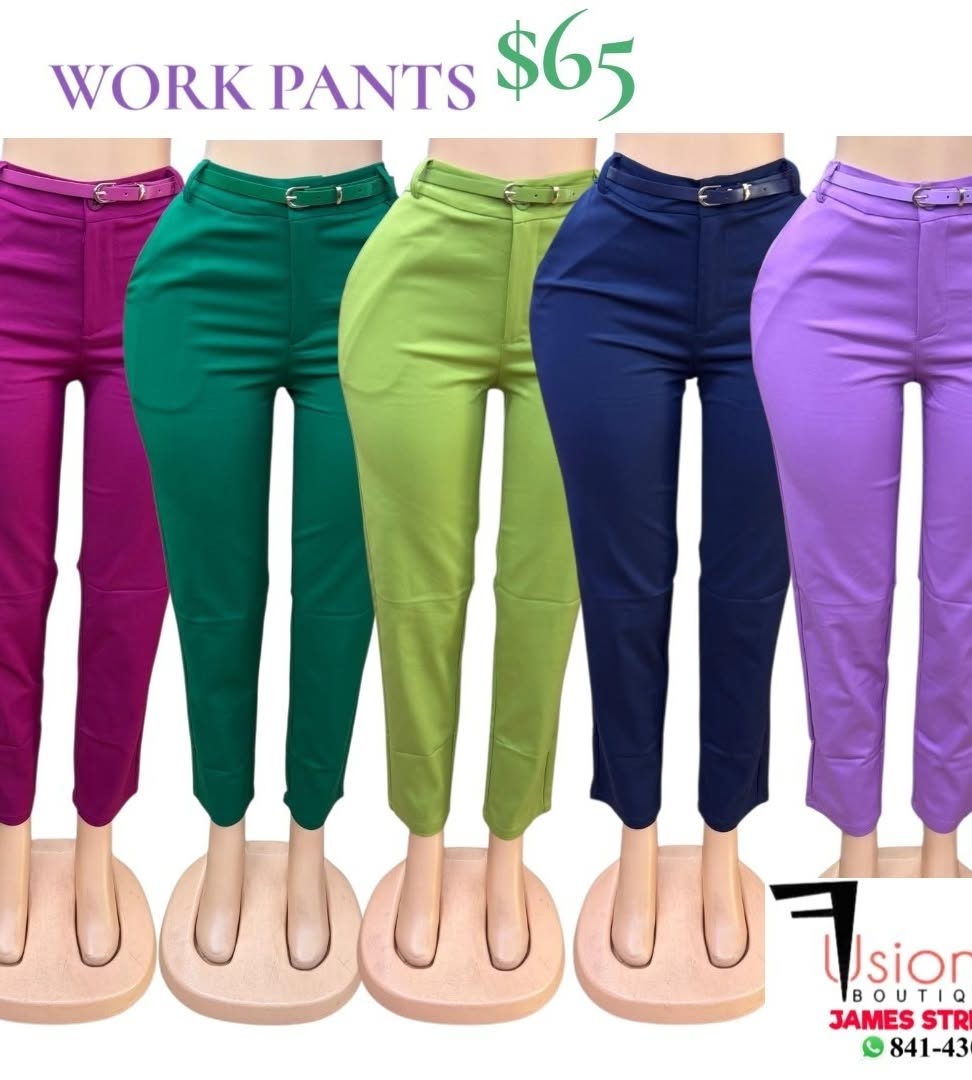 Work Pants $65 – Multiple Colors Available at Fusionz Boutique