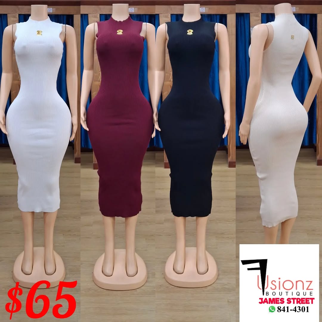 Ribbed Midi Bodycon Dresses – $65 at Fusionz Boutique