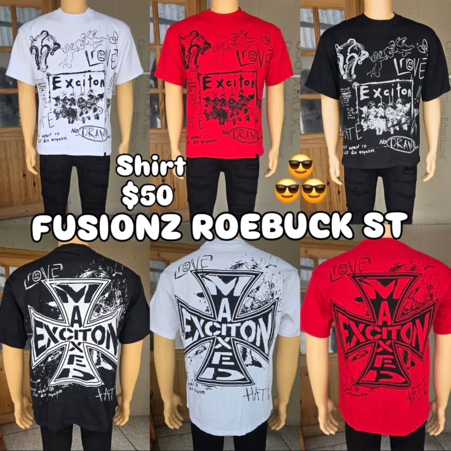 Fusionz Roebuck St – Graphic Tees $50 & $45, Colour-Block Polos $45