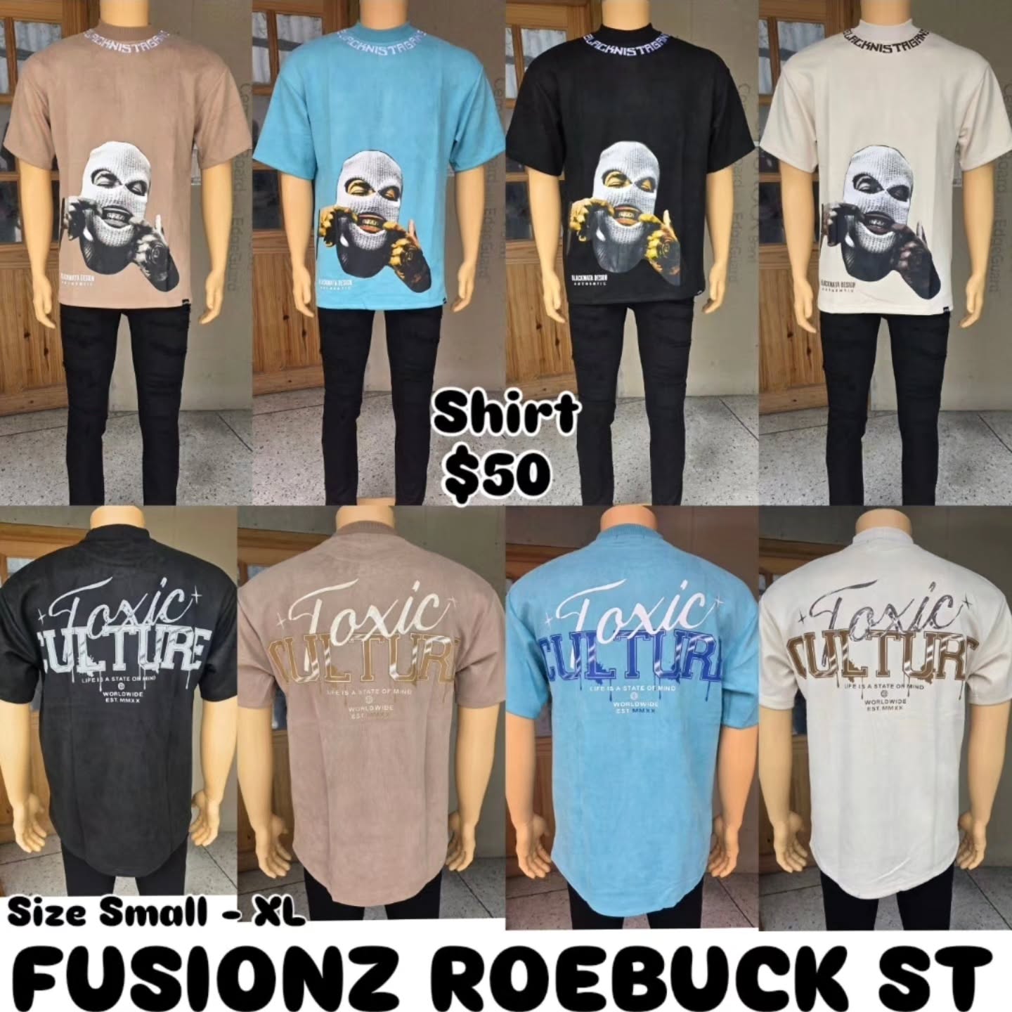 Fusionz Roebuck St – Graphic Tees $50 & $45, Colour-Block Polos $45