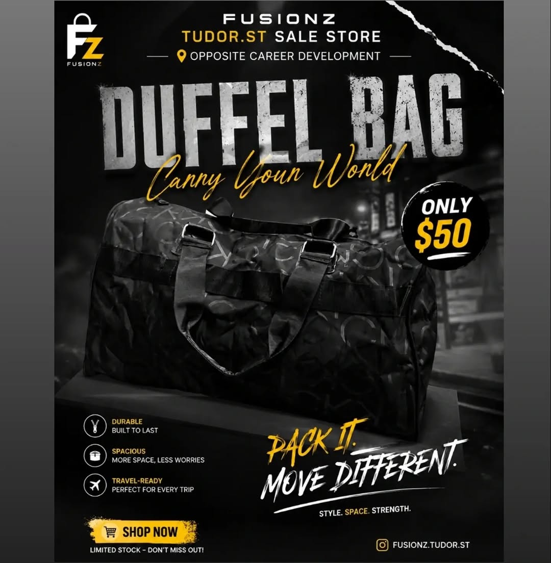 Fusionz Tudor Street Sale Store – Duffel Bag Only $50