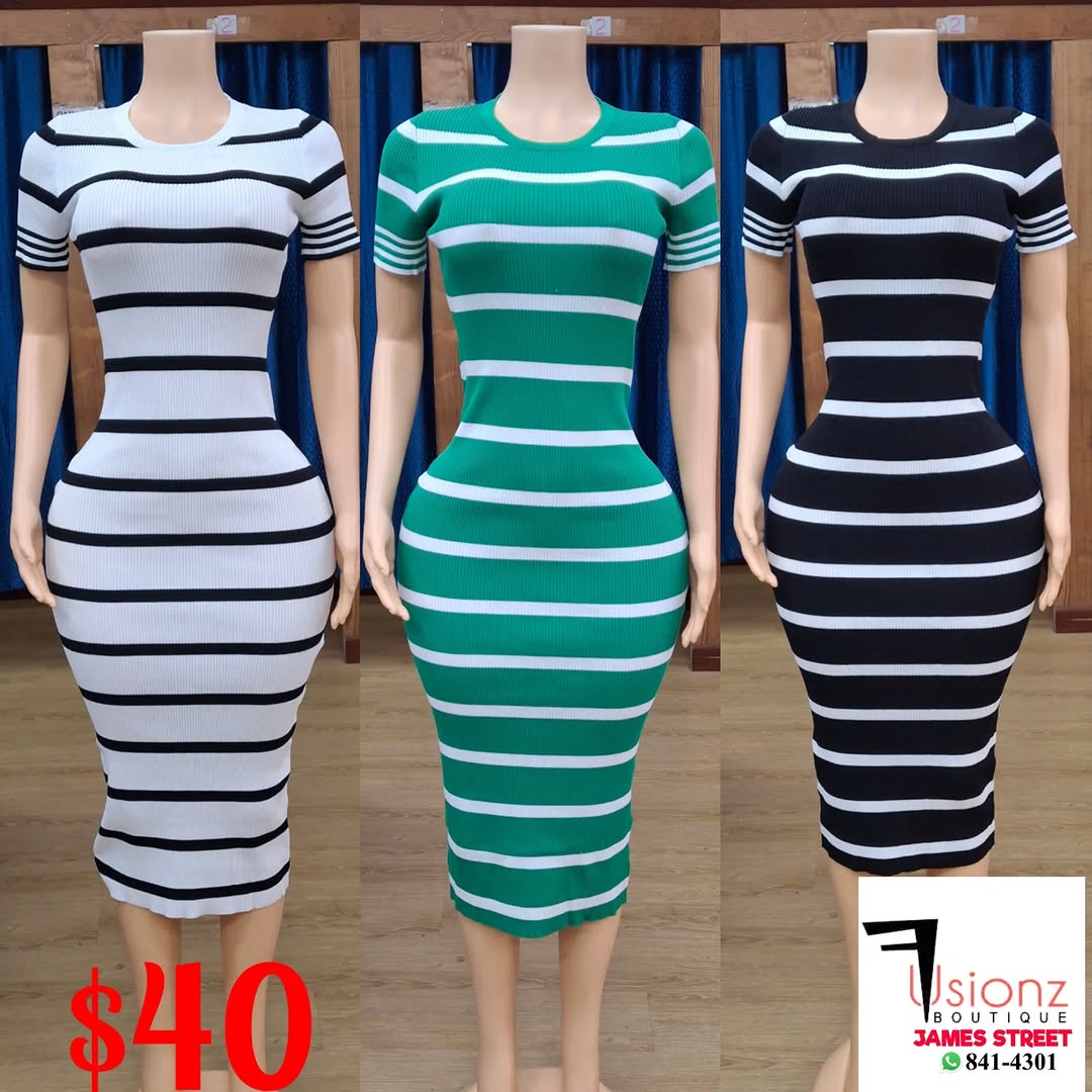 Striped Bodycon Dresses – $40 at Fusionz Boutique