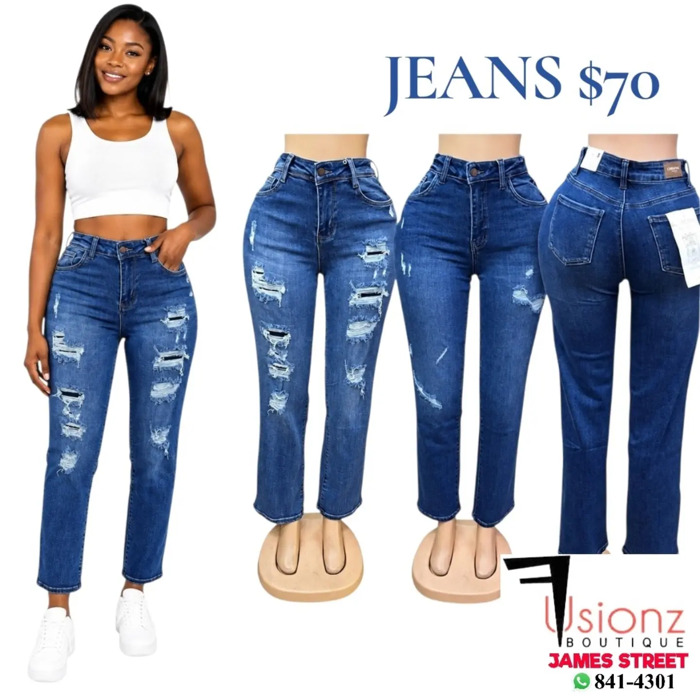 Ladies Wide Leg Jeans – $70 at Fusionz Boutique