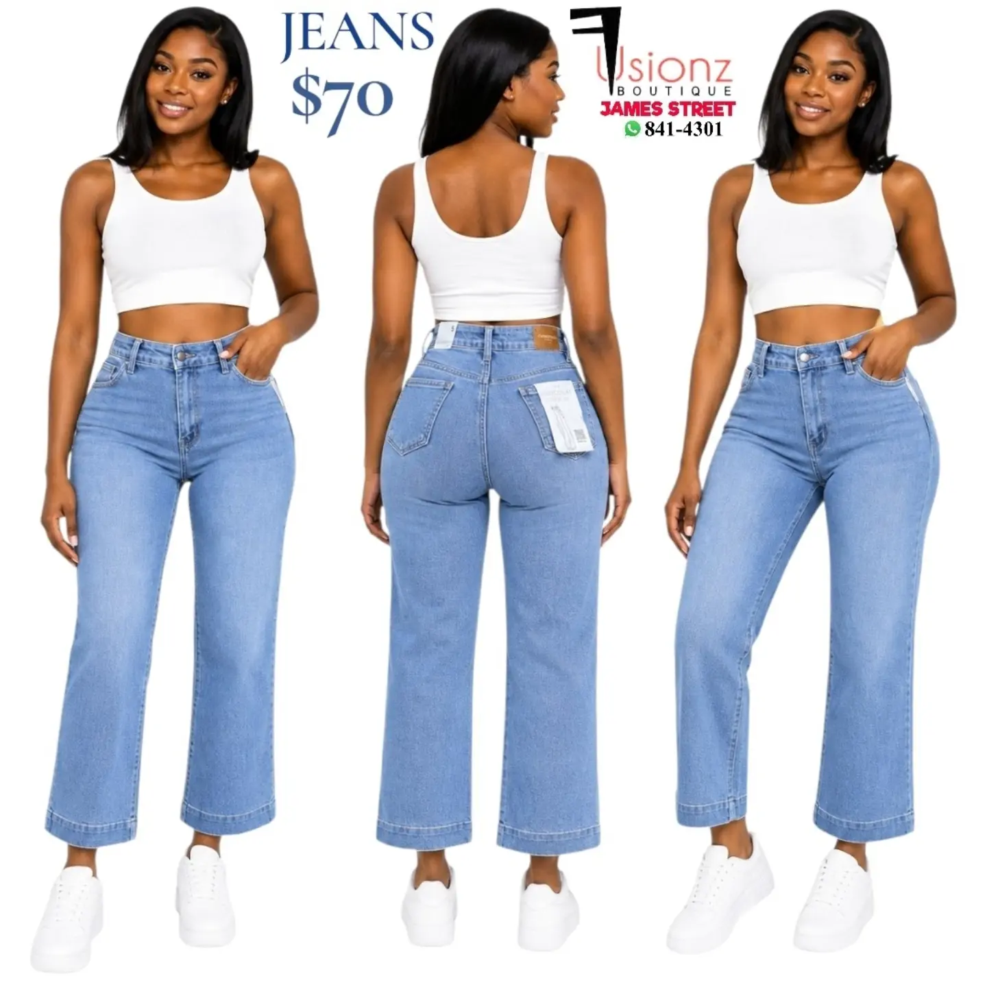 Ladies Wide Leg Jeans – $70 at Fusionz Boutique