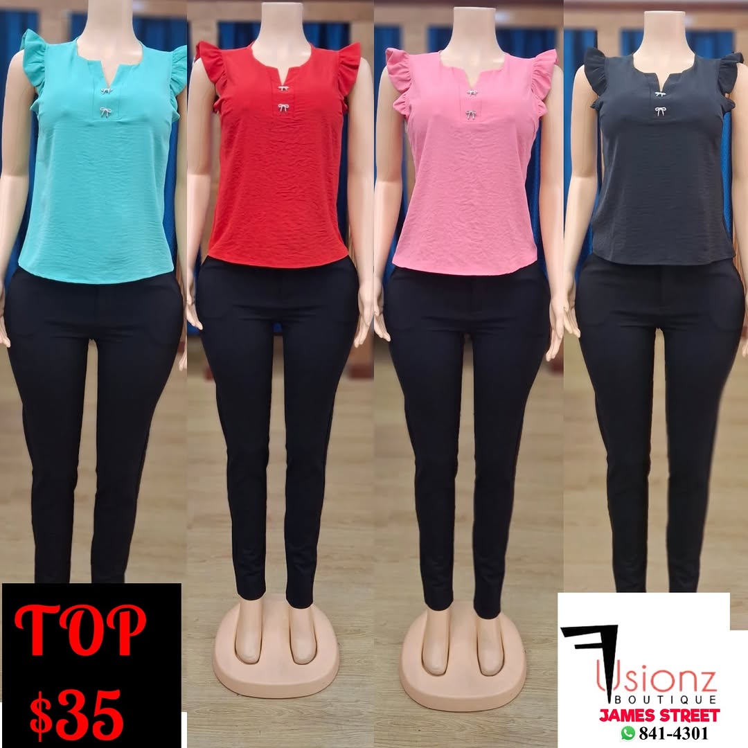 Ruffled Tops Available for $35 at Fusionz Boutique