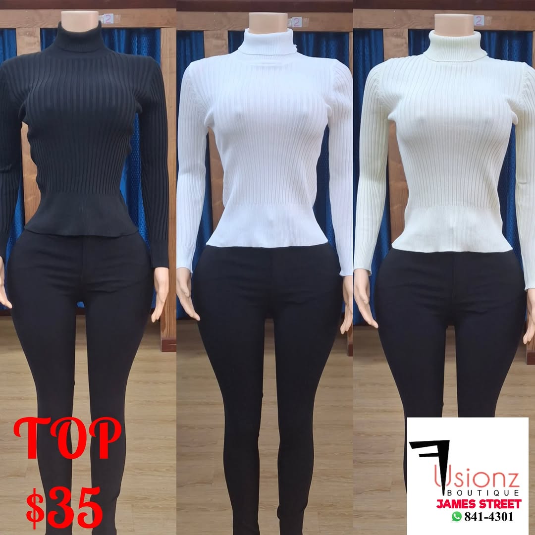 Ribbed Turtleneck Top – $35 at Fusionz Boutique