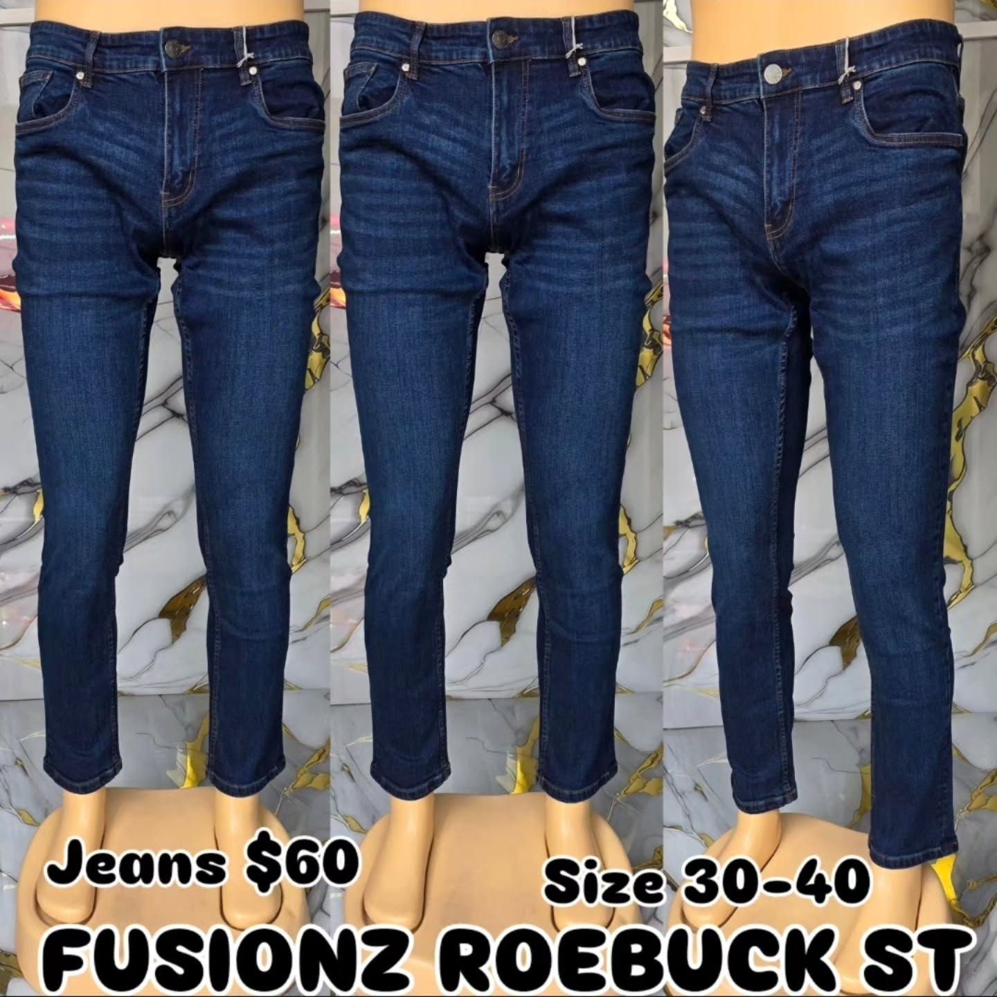 Jeans $60 (Sizes 30-40) at Fusionz Roebuck St
