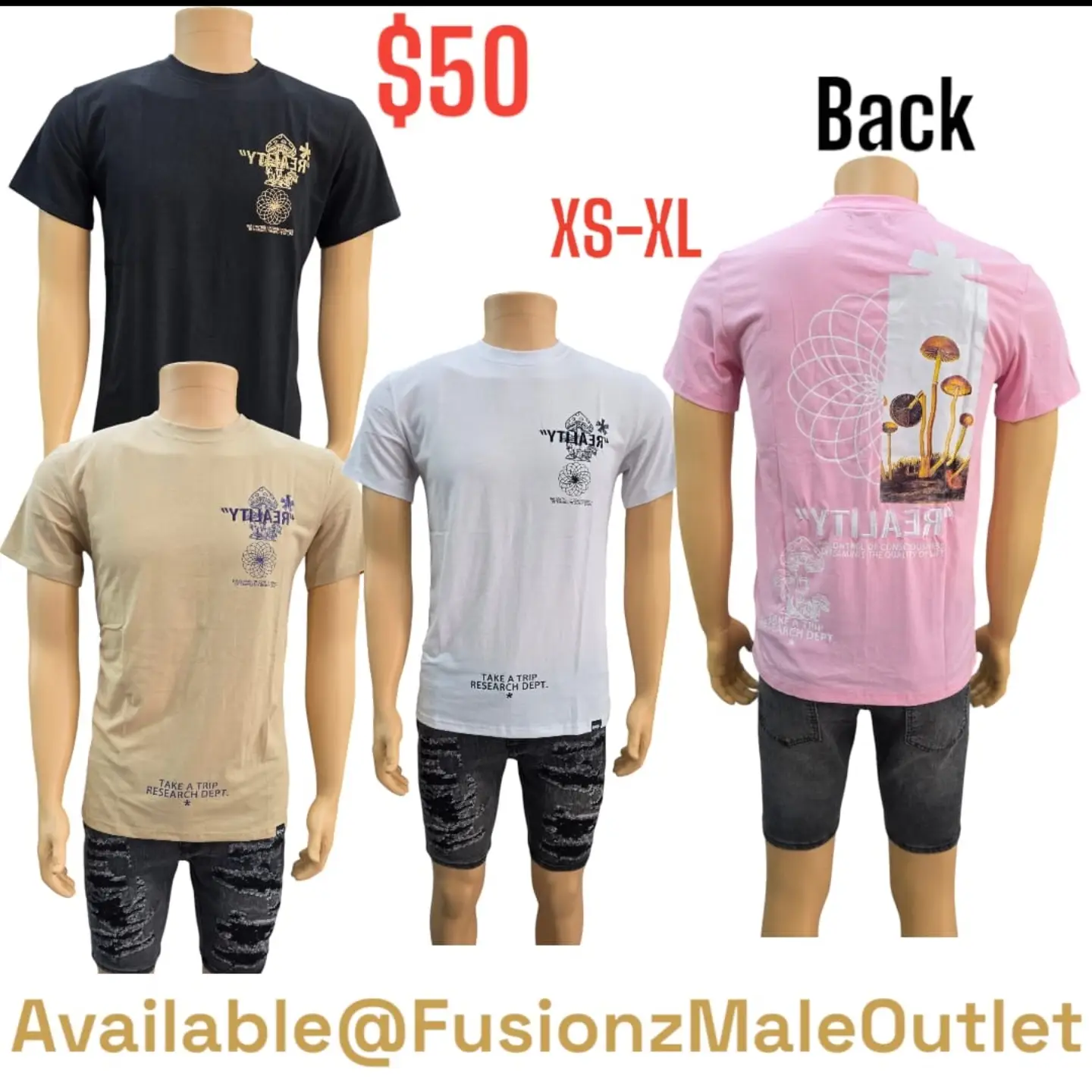 Men's Graphic T-Shirts – $50 Each at Fusionz Male Outlet