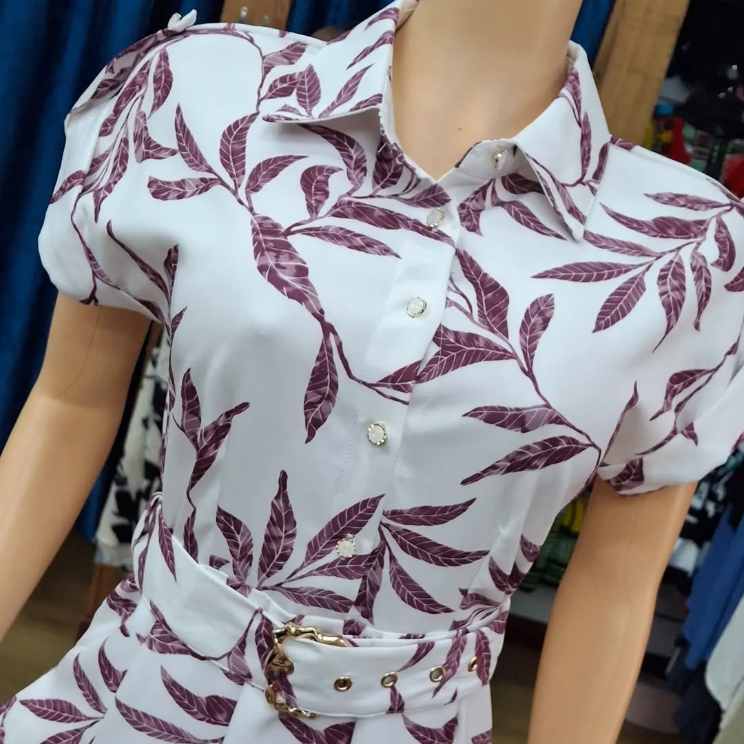 New Arrivals – Leaf Print Belted Shirt Dresses $50 at Fusionz Boutique