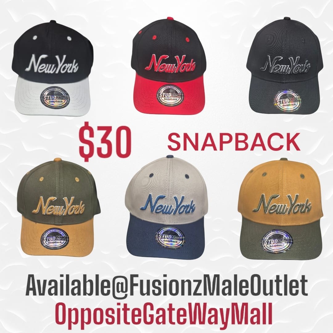 Snapback Caps at $30 – New Arrivals at Fusionz Male Outlet