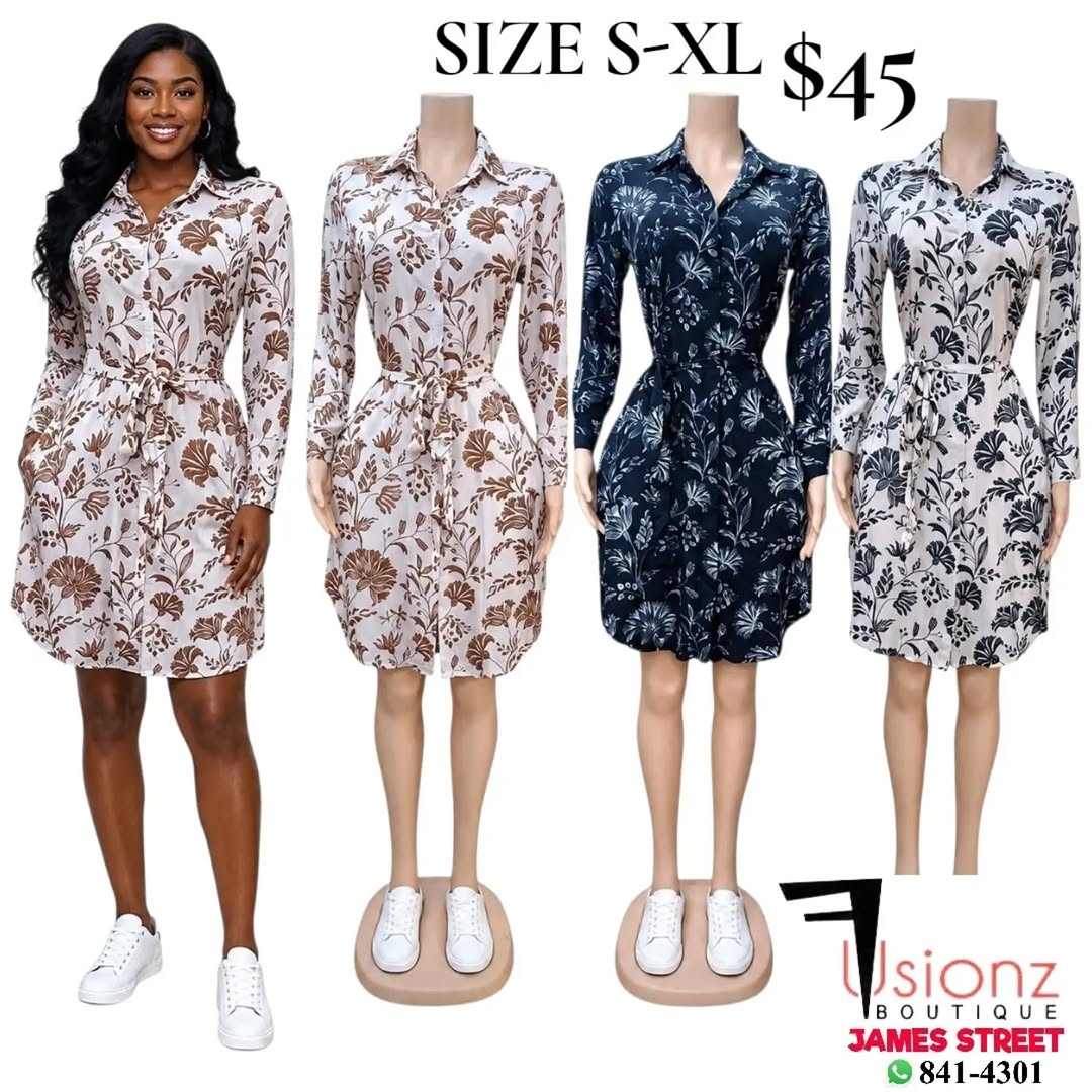 New Arrivals – Floral Shirt Dresses Size S-XL at $45