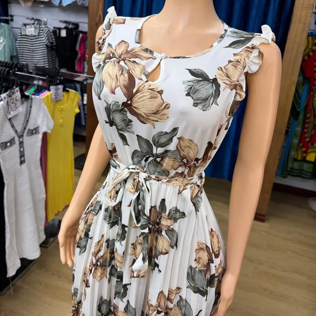 Floral Pleated Dresses – Sizes S-XL at $45