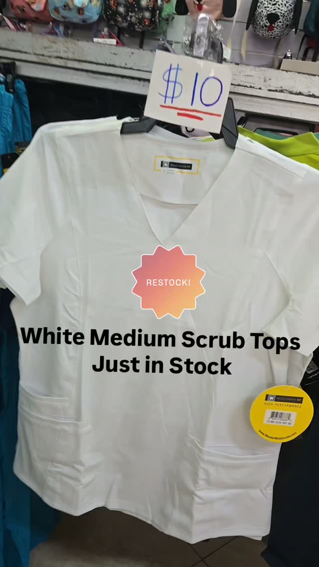 White Medium Scrub Tops Restocked – $10 at Fusionz Sale Store