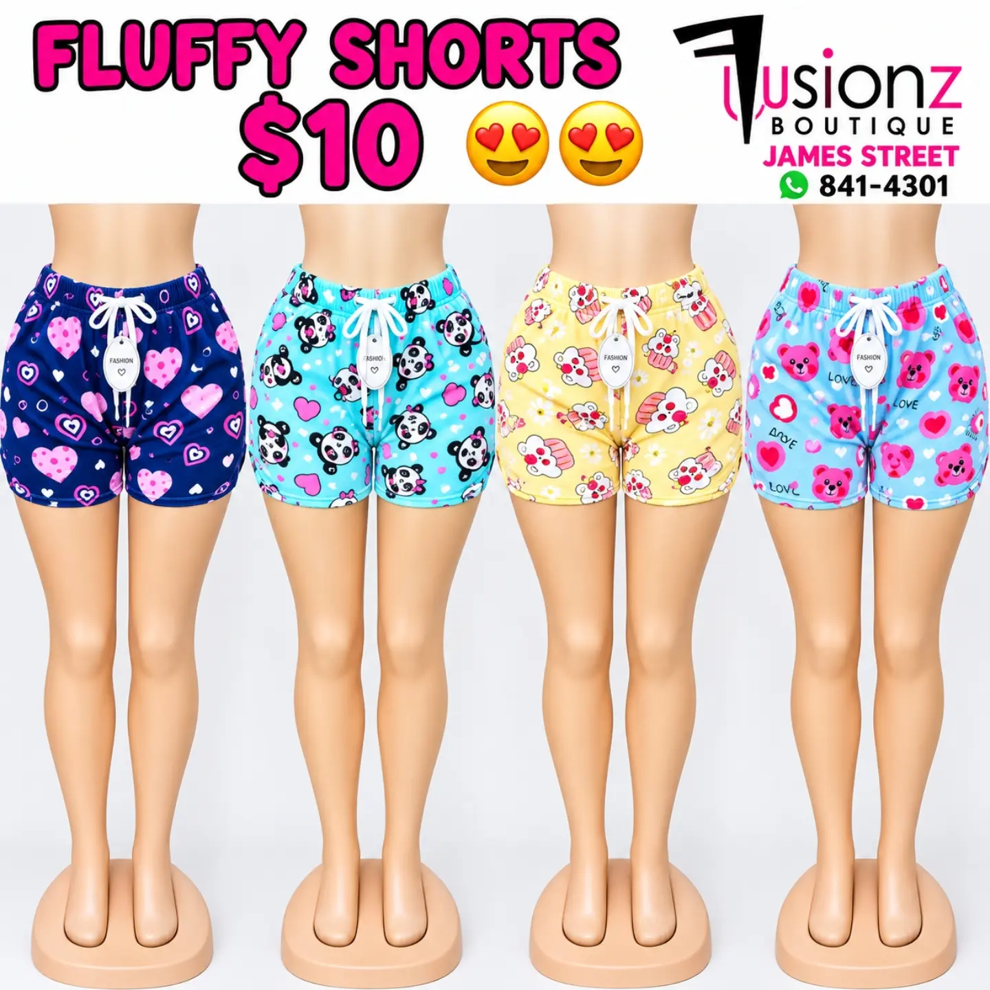 Fusionz Boutique – Fluffy Shorts $10 & Long Fluffy Pants $15
