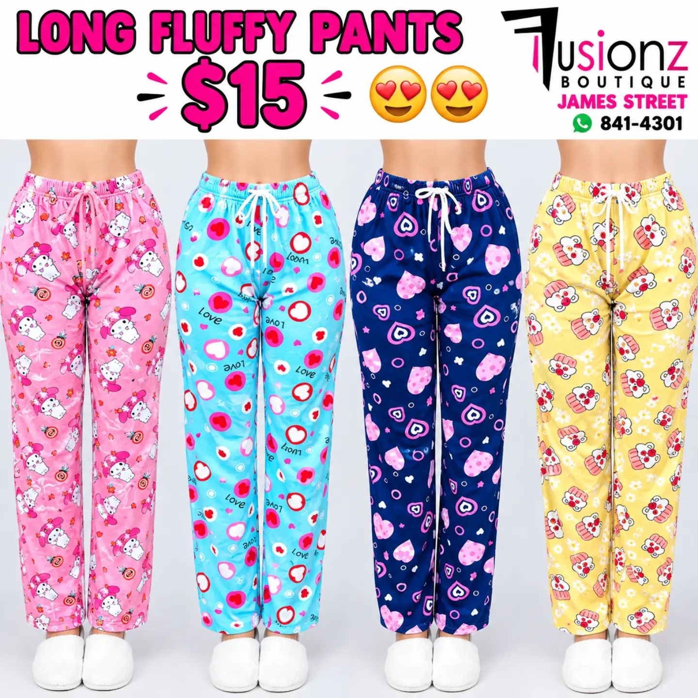 Fusionz Boutique – Fluffy Shorts $10 & Long Fluffy Pants $15