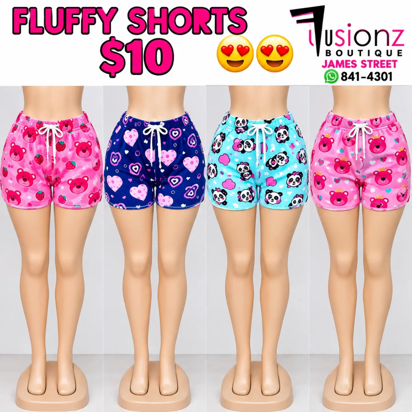 Fusionz Boutique – Fluffy Shorts $10 & Long Fluffy Pants $15