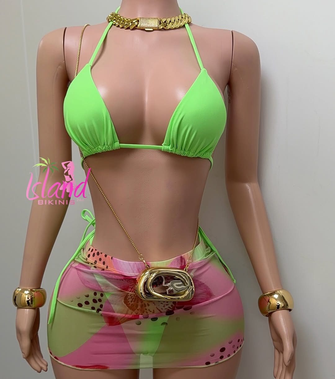 Neon Green Bikini Set with Cover-Up – $90 BDS