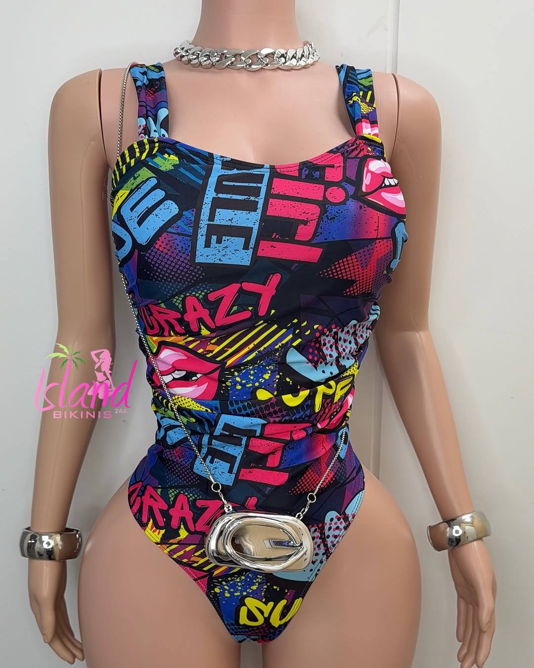 Graffiti Print One-Piece Swimsuit – $75 BDS