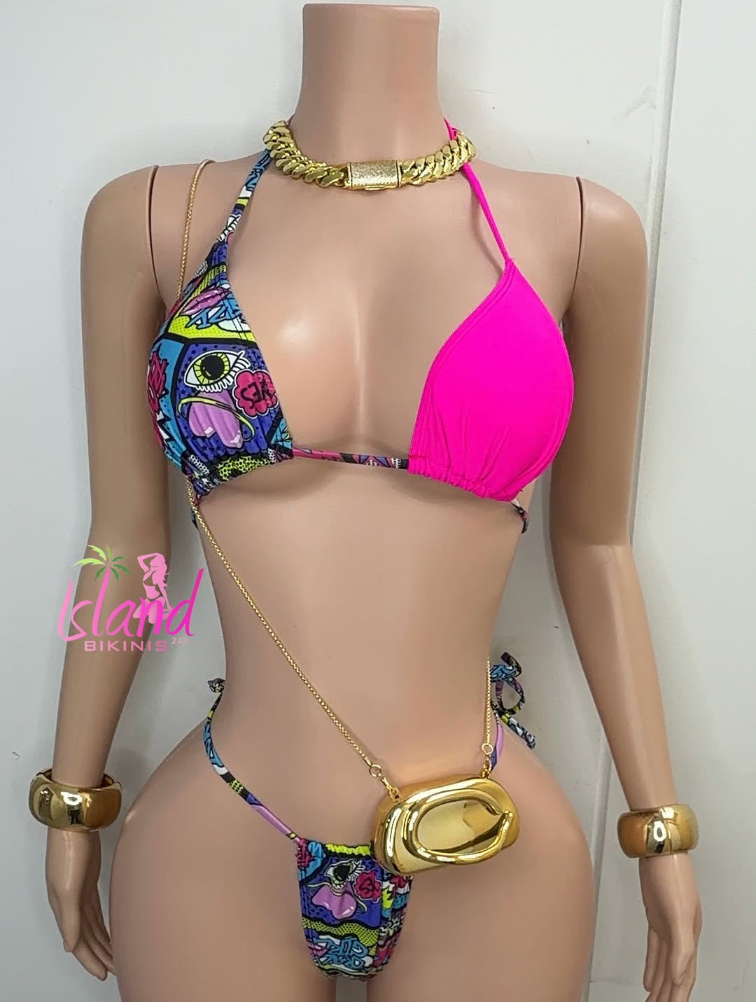 Comic Print Bikini Set – $90 BDS at Island Bikinis 246