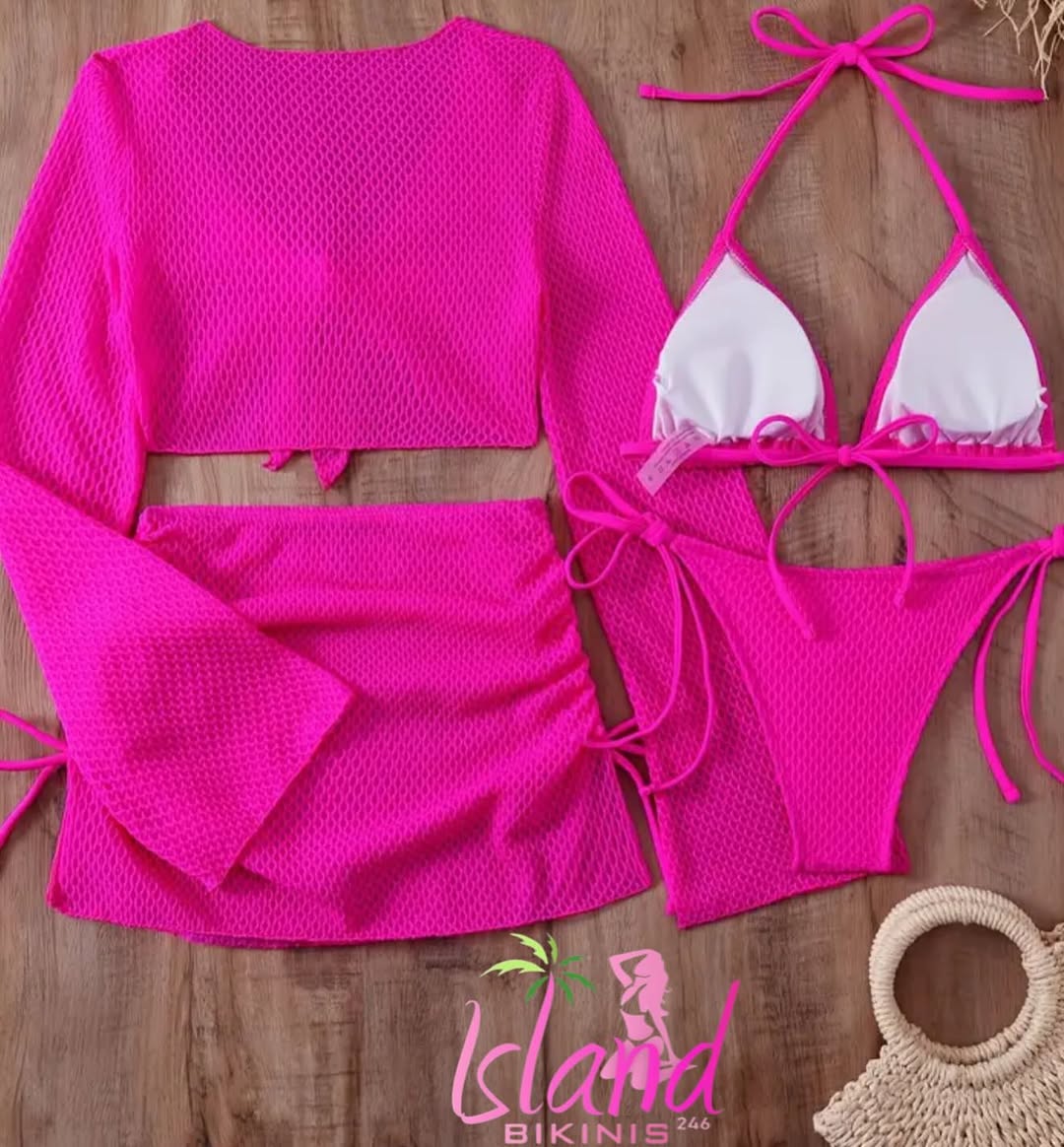 4-Piece Hot Pink Bikini Set - $90 BDS (Size Medium)