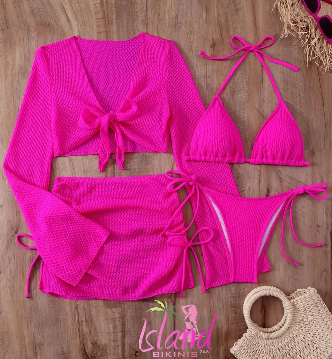4-Piece Hot Pink Bikini Set - $90 BDS (Size Medium)