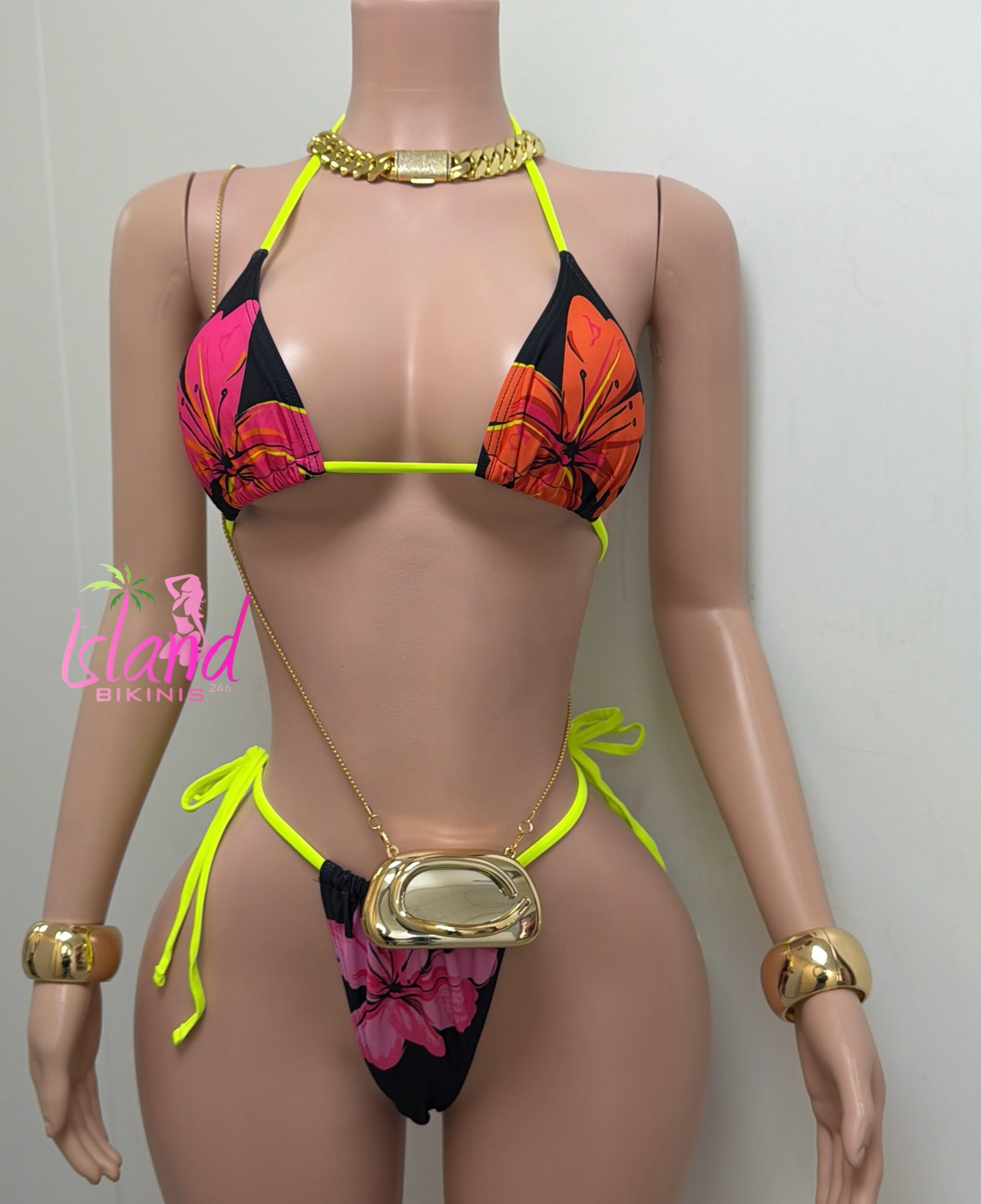 Island Bikinis 246 – Floral Swimsuit & Mesh Shorts Sale