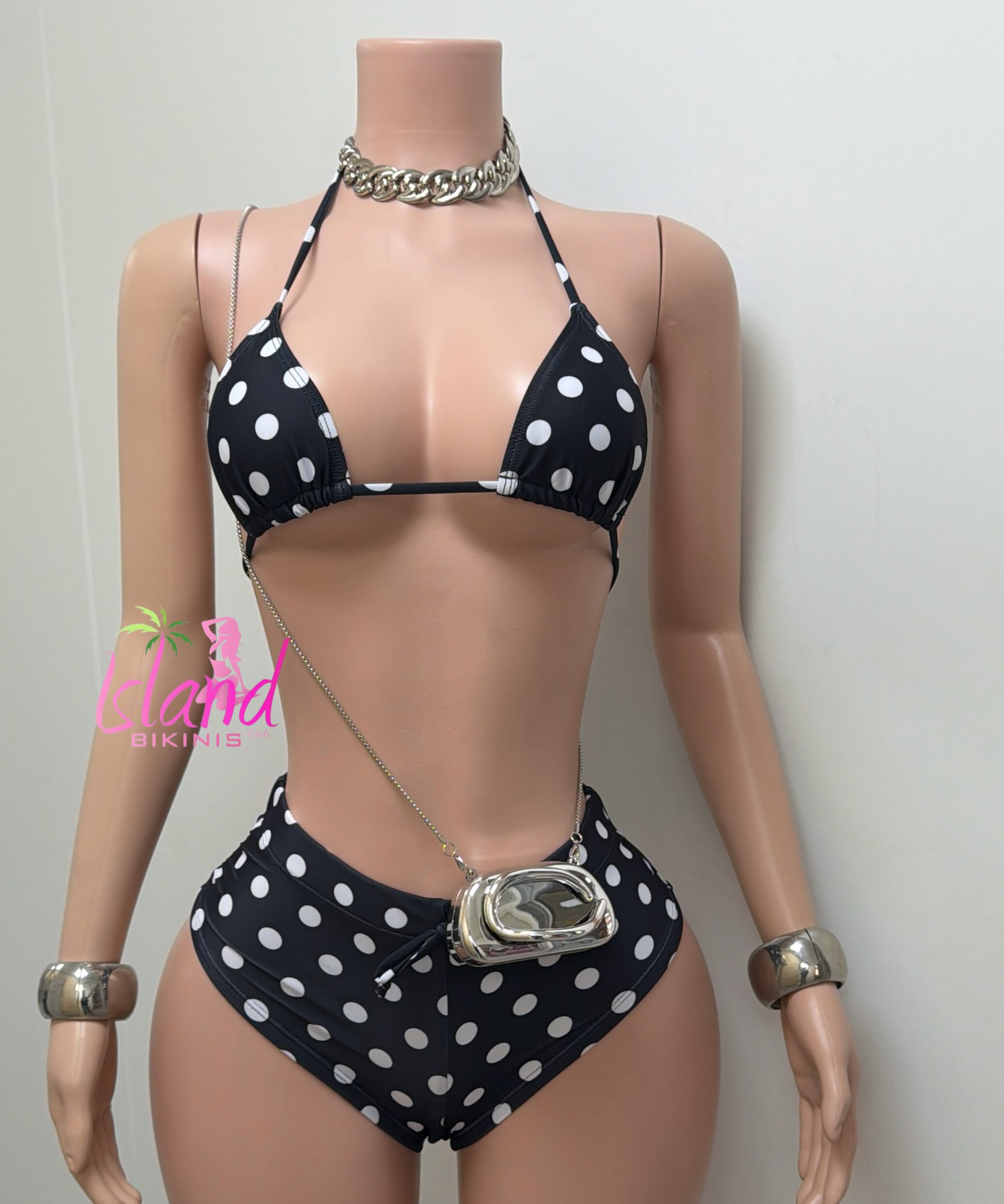 Black & White Polka Dot Bikini Set – $80 BDS