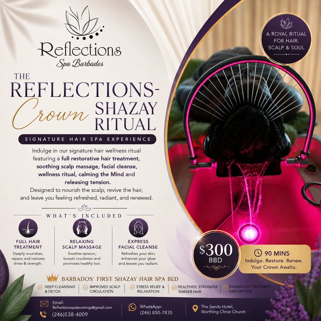 Reflections Crown Shazay Ritual – 90-Min Signature Hair Spa Experience for $300 BBD