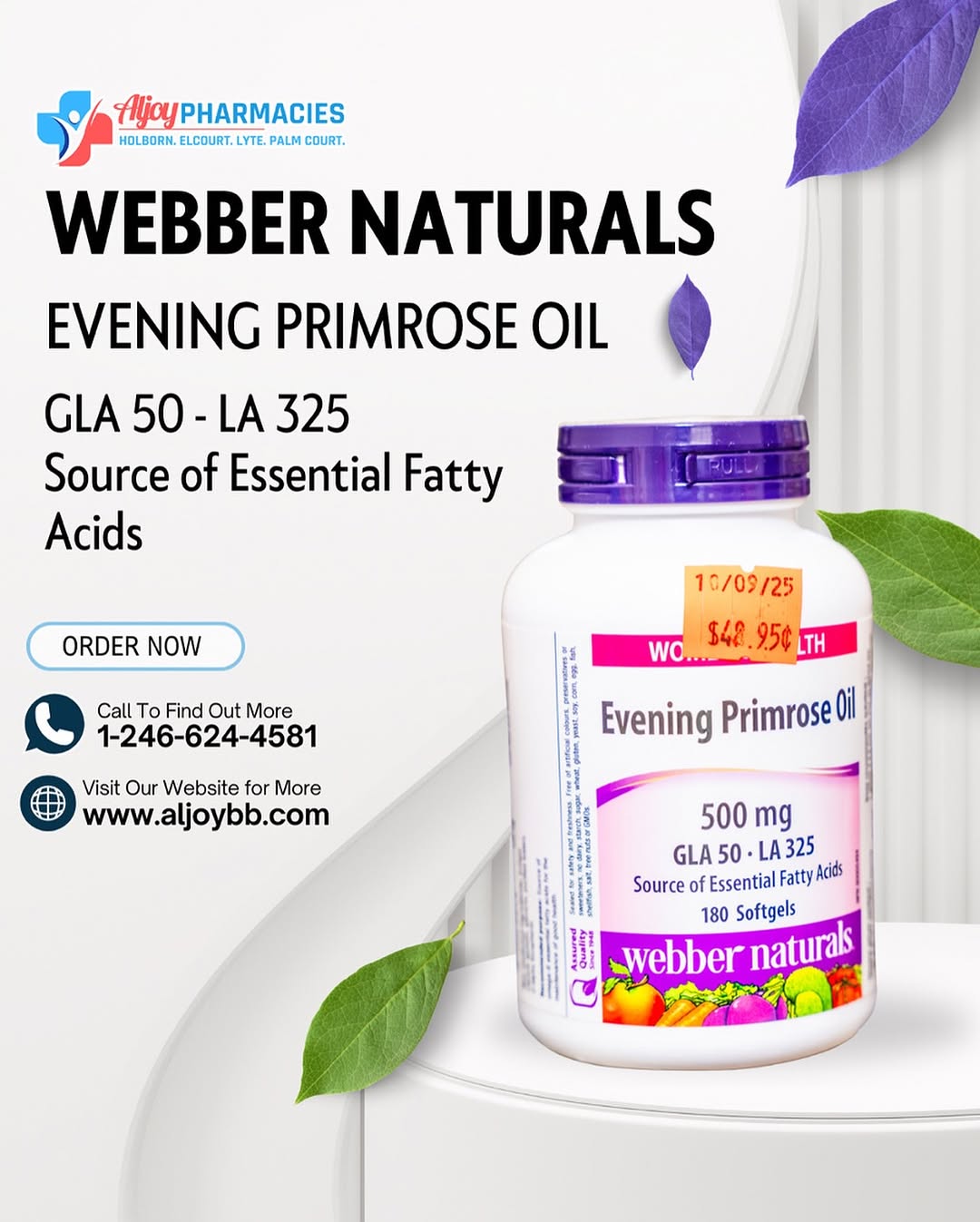 Webber Naturals Evening Primrose Oil 500mg – $48.95 at Aljoy Pharmacies