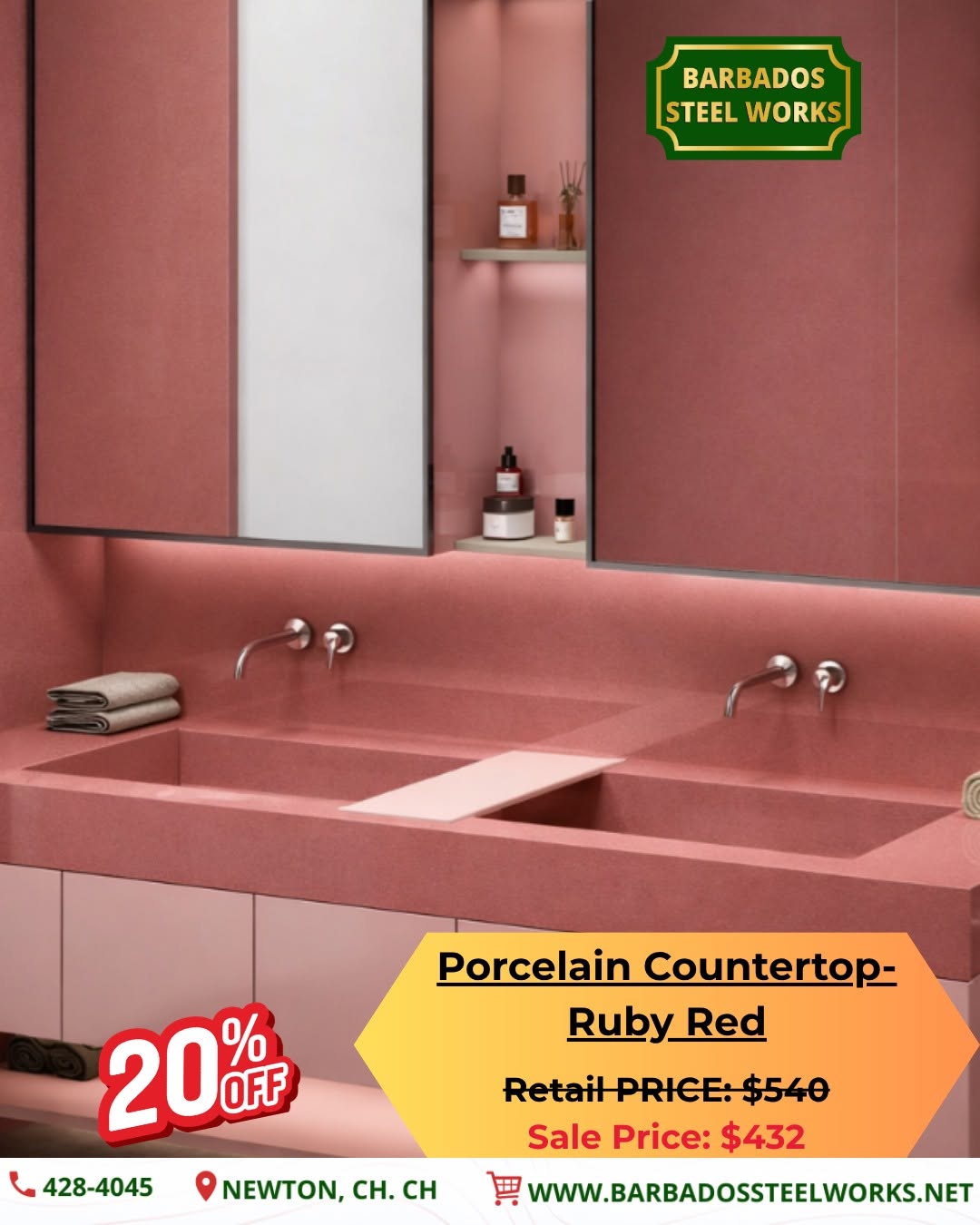 20% Off Porcelain Countertops at Barbados Steel Works