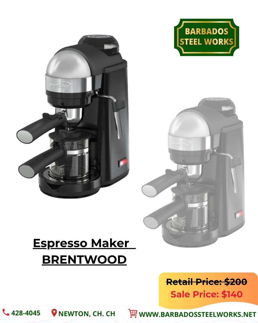 Brentwood Espresso Maker on Sale – $140 (Was $200)