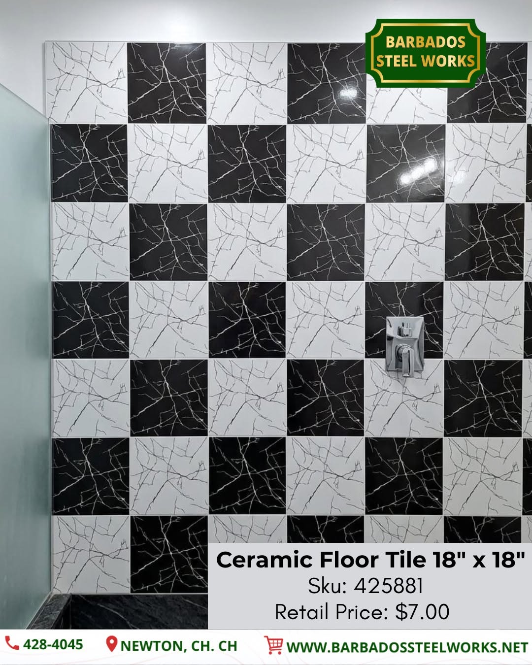 Ceramic Floor Tile 18" x 18" - $7.00 at Barbados Steel Works