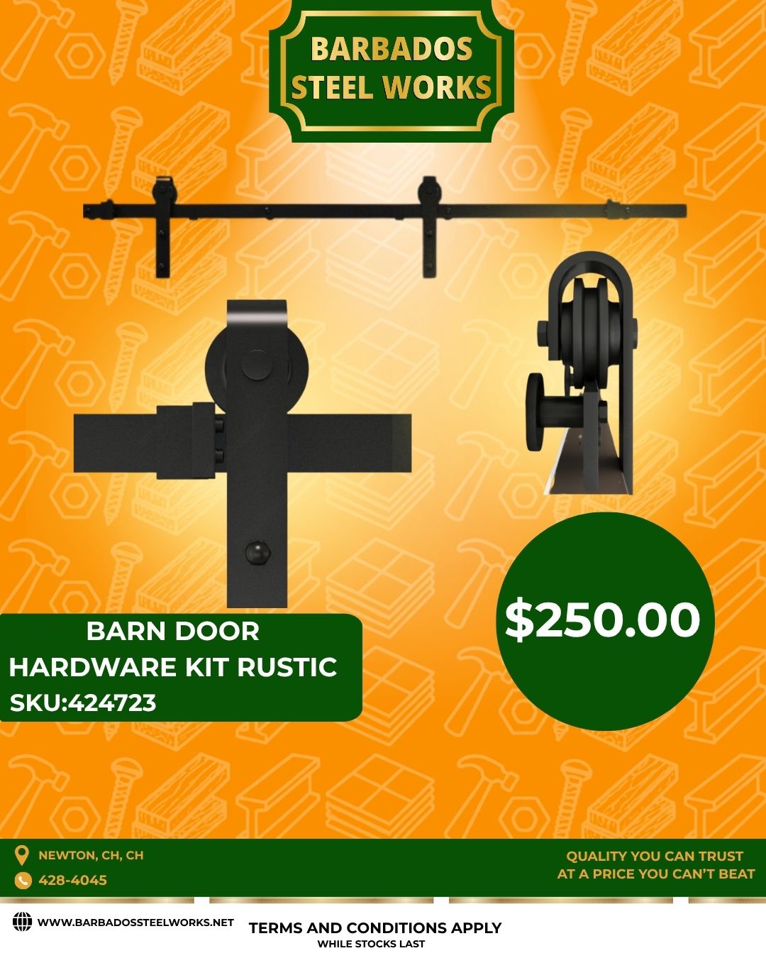 Barn Door Hardware Kit Rustic Back in Stock - $250.00
