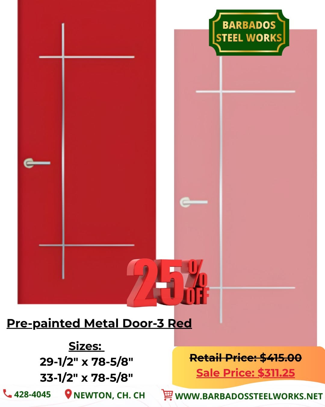 25% Off Pre-Painted Metal Doors at Barbados Steel Works