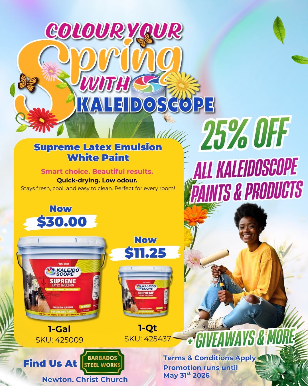 Colour Your Spring – 25% Off All Kaleidoscope Paints & Products at Barbados Steel Works
