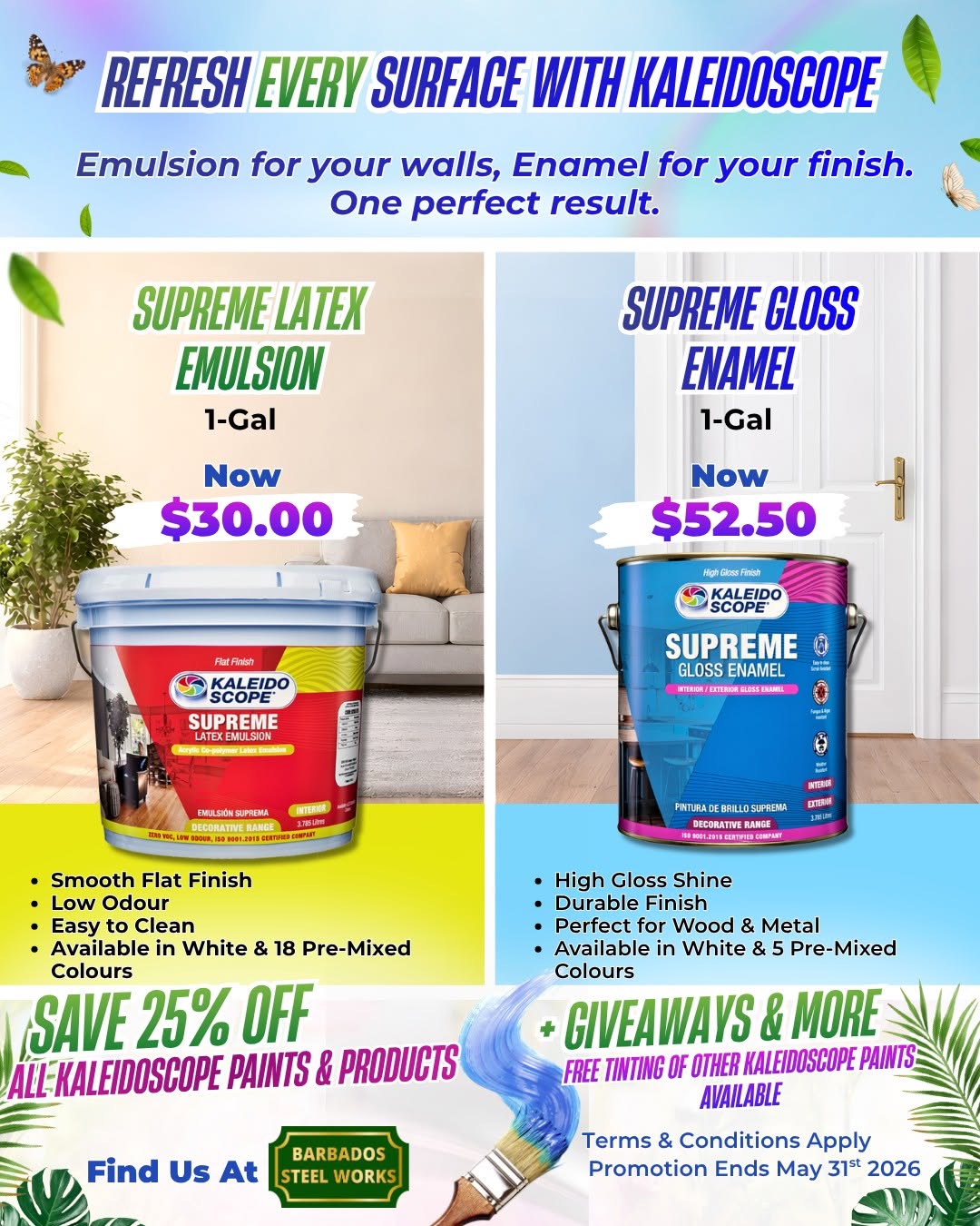 Save 25% Off All Kaleidoscope Paints & Products at Barbados Steel Works