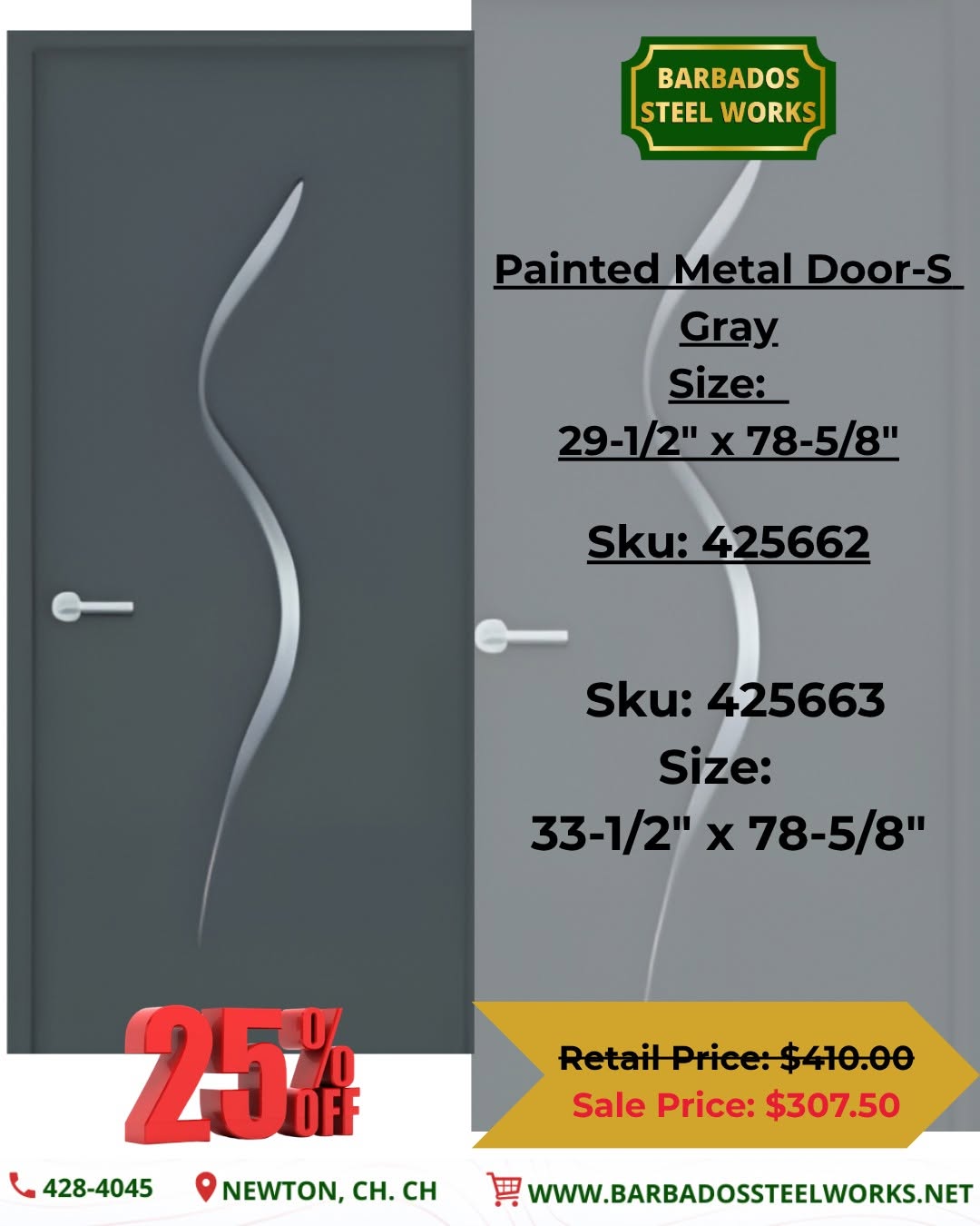 25% Off All Painted Metal Doors at Barbados Steel Works