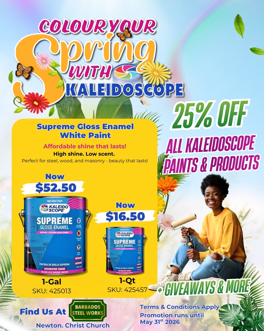 Colour Your Spring – 25% Off All Kaleidoscope Paints & Products at Barbados Steel Works