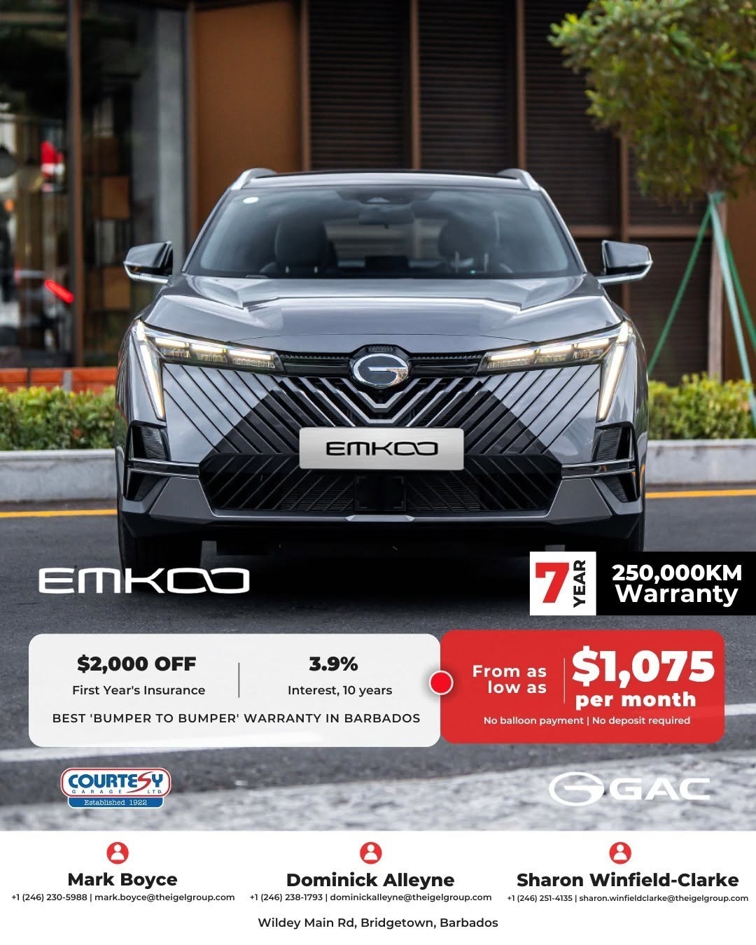 GAC EMKOO – From $1,075/month, No Deposit, 7-Year Warranty & $2,000 Off Insurance