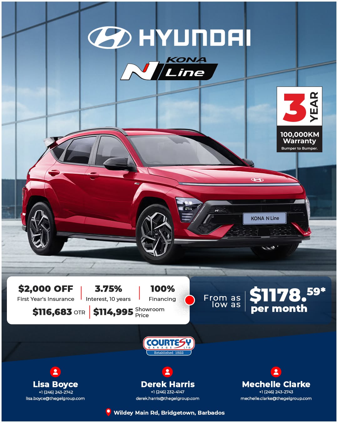 Hyundai Kona N Line – $2,000 Off Insurance, 100% Financing & $1,178.59/mo at Courtesy Garage