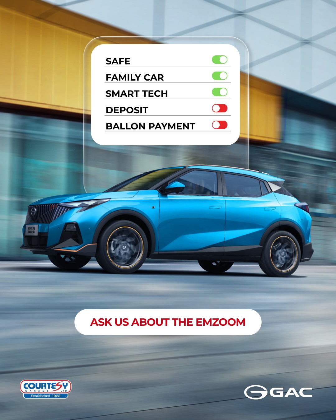 GAC EMZOOM – No Deposit, No Balloon Payment Financing Deal